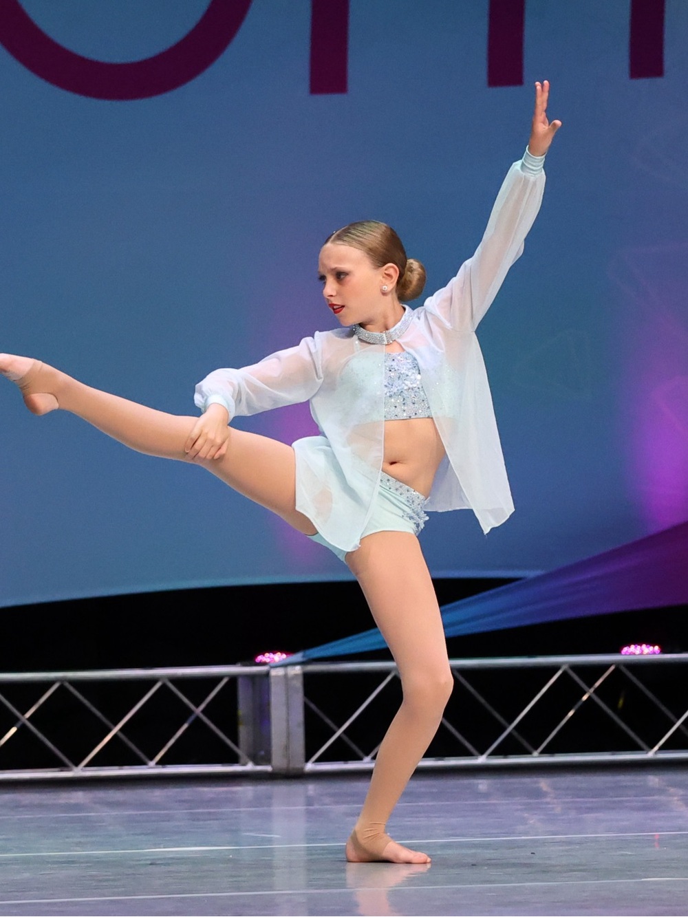 Light Blue Sequin Dance lyrical Three-Piece with Sheer Cover-Up